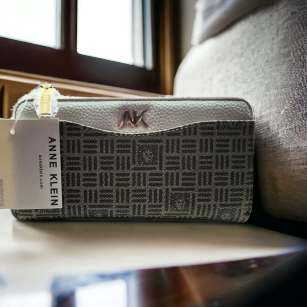 Anne Klein AK Slim Zip Around Logo Wallet